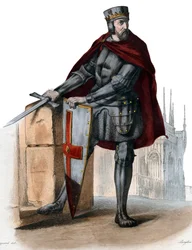 Simon IV de Montfortin, Leicesterin 5. jaarlin (1150-1218), ranskalaisen aatelisen, muotokuva.
